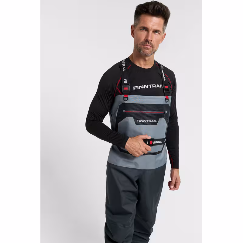 Полукомбинезон-вейдерсы Finntrail Airman 5260 Grey, мембрана Hard-Tex, серый, размер XL/44, 180-190 см