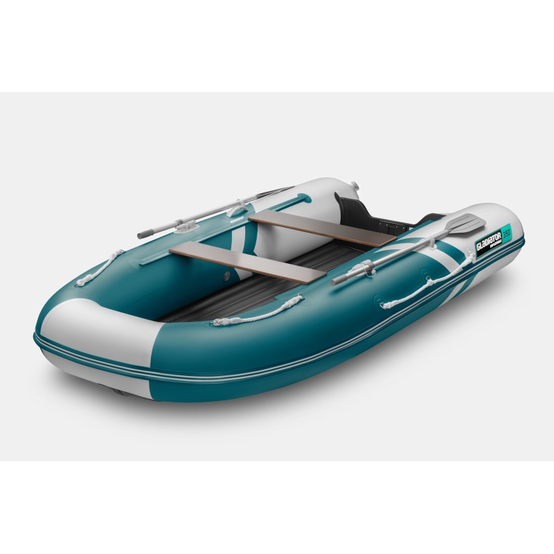 Надувная лодка ПВХ Gladiator E350 S, НДНД, сине-зеленый/белый