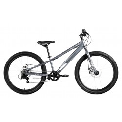 Велосипед горный подростковый Forward Spike 24 D, 24", рама 11", 7 скоростей, серый/серебристый