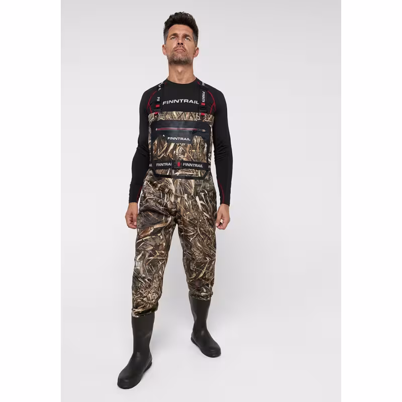 Полукомбинезон-вейдерсы Finntrail Airman 5260 MAX-5, мембрана Hard-Tex, принт Камыш, размер L/43, 175-185 см