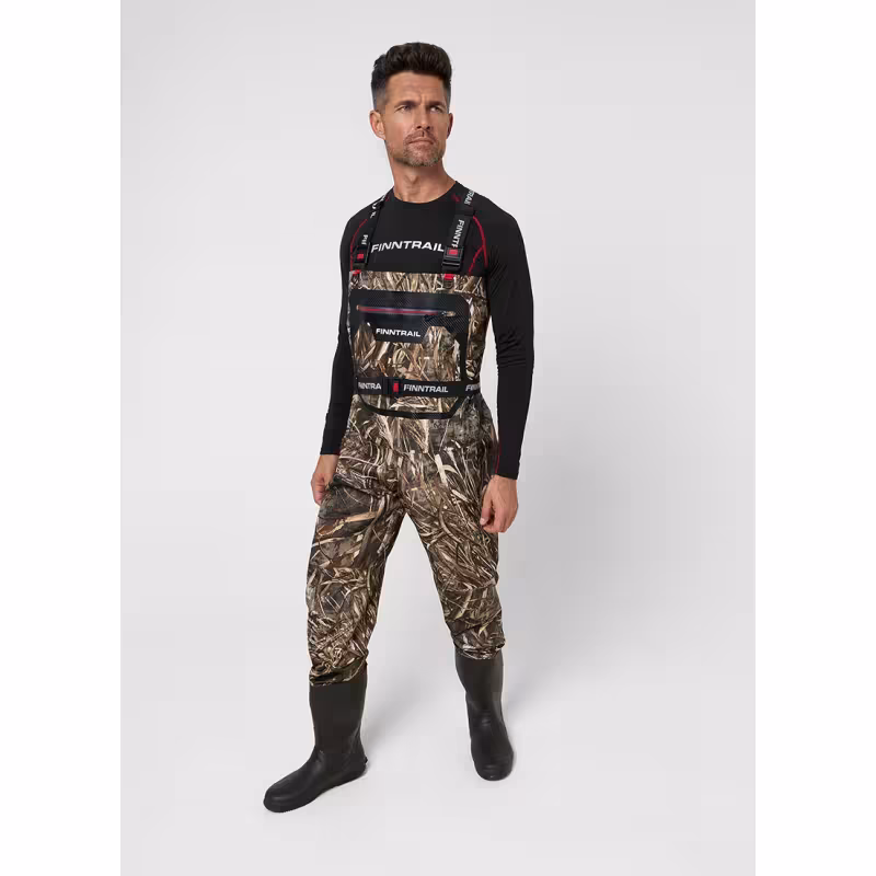 Полукомбинезон-вейдерсы Finntrail Airman 5260 MAX-5, мембрана Hard-Tex, принт Камыш, размер XL/44, 180-190 см