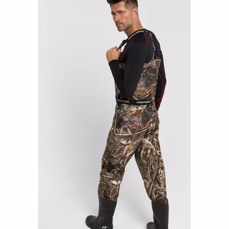 Полукомбинезон-вейдерсы Finntrail Airman 5260 MAX-5, мембрана Hard-Tex, принт Камыш, размер XXL/46, 185-195 см