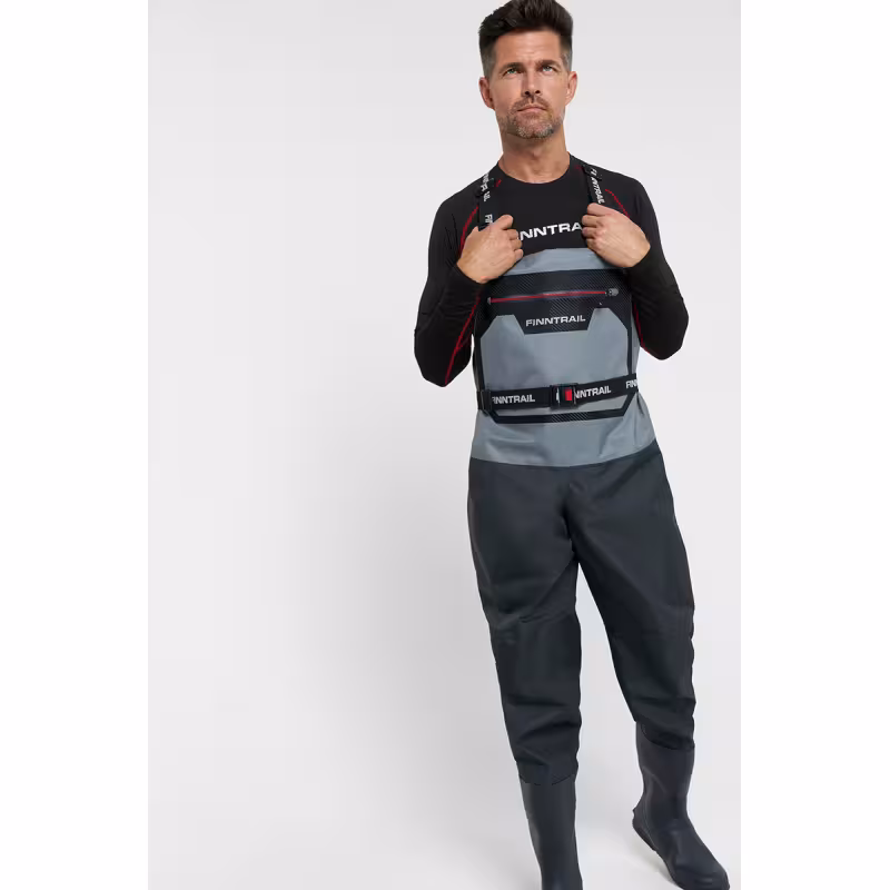 Полукомбинезон-вейдерсы Finntrail Airman 5260 Grey, мембрана Hard-Tex, серый, размер M/42, 170-180 см