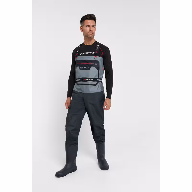 Полукомбинезон-вейдерсы Finntrail Airman 5260 Grey, мембрана Hard-Tex, серый, размер M/43, 170-180 см