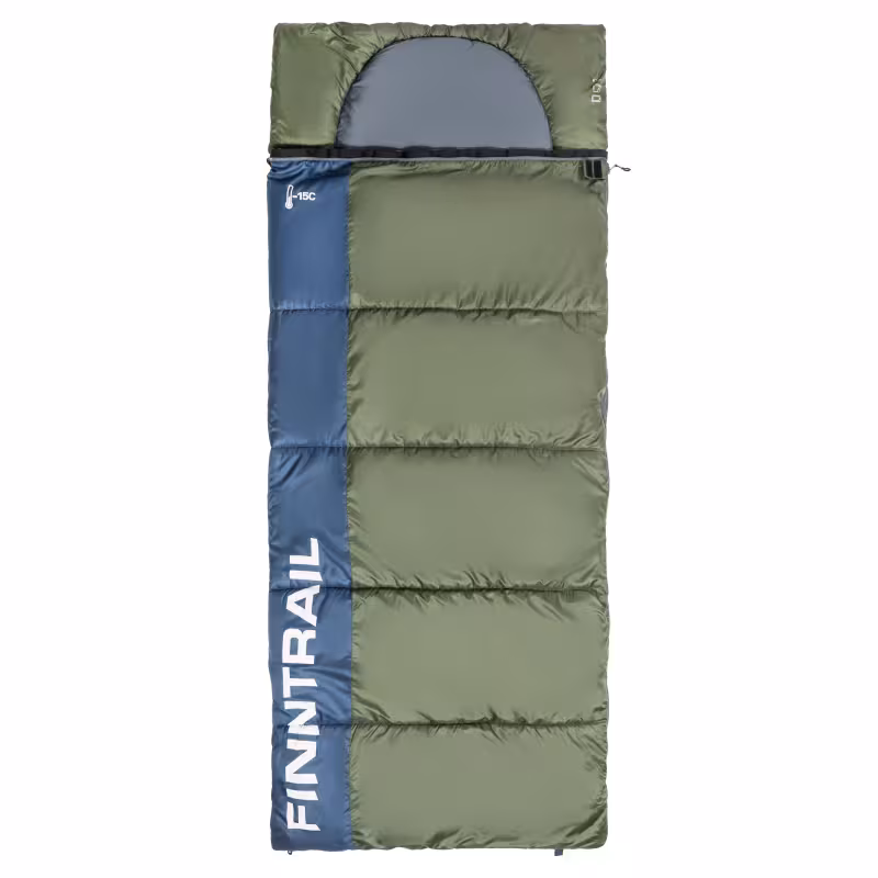 Мешок спальный Finntrail 4Seasons 1030 DarkGrey, синий/зеленый (до -15°С)