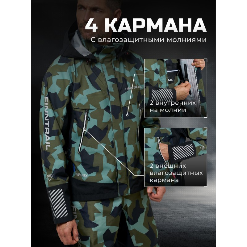 Куртка мужская Finntrail Speedmaster CamoArmy, зеленый камуфляж, размер XS, 160-170 см