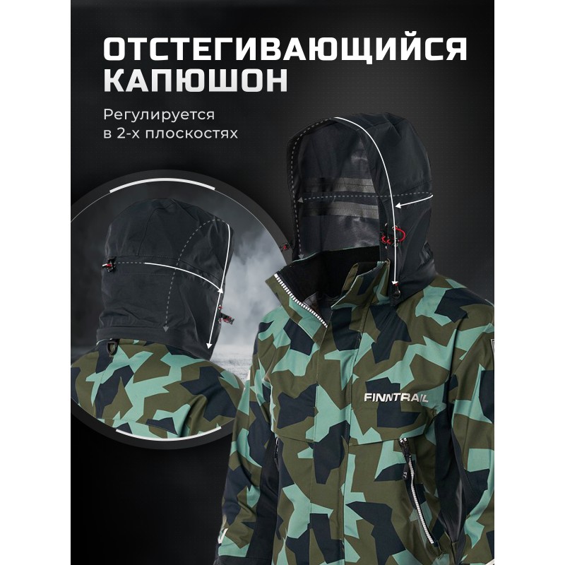 Куртка мужская Finntrail Speedmaster CamoArmy, зеленый камуфляж, размер XS, 160-170 см