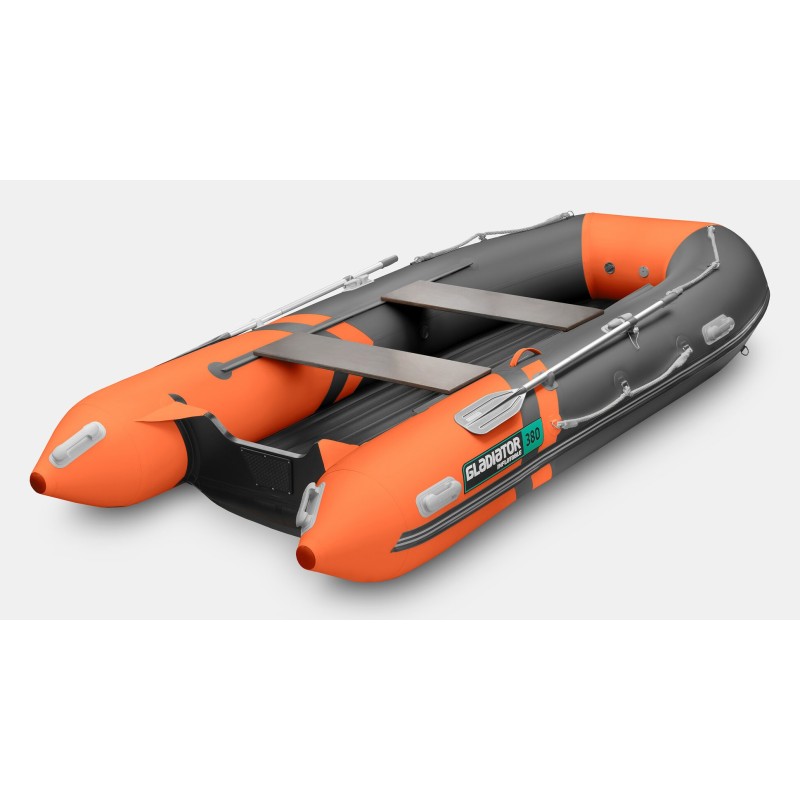 Надувная лодка ПВХ Gladiator E380S, НДНД, оранжевый/темно-серый