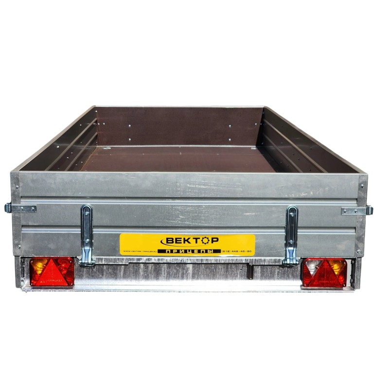 Прицеп бортовой одноосный Вектор ЛАВ 81012А с крышкой, высокий борт