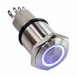 Кнопка включения без фиксации ААА A6C1B12VS, 12В, синий