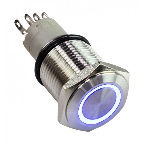 Кнопка включения без фиксации ААА A6C1B12VS, 12В, синий