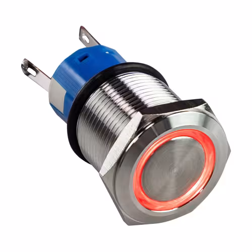 Кнопка включения без фиксации ААА A9C1R12VS, 12В, красный