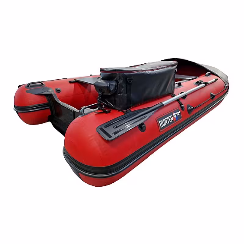 Надувная лодка ПВХ HunterBoat Travel 370, НДНД, красный