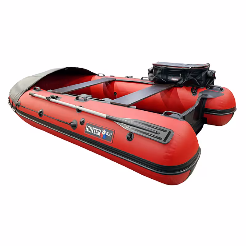 Надувная лодка ПВХ HunterBoat Travel 370, НДНД, красный