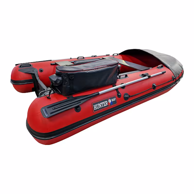 Надувная лодка ПВХ HunterBoat Travel 370, НДНД, красный