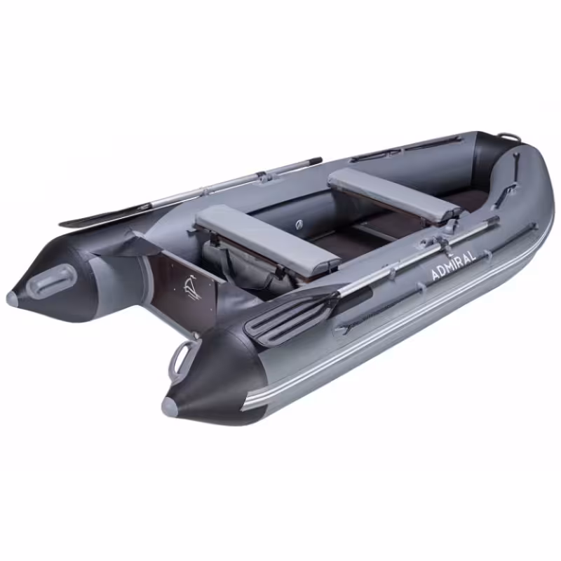 Надувная лодка ПВХ Адмирал 320 Sport, пайол фанерный, серый/синий