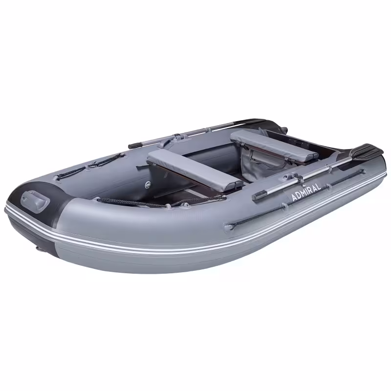Надувная лодка ПВХ Адмирал 320 Sport, пайол фанерный, серый/синий