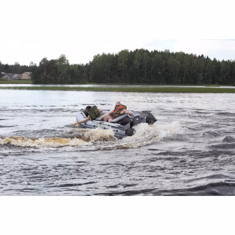 Надувная лодка ПВХ Адмирал 320 Sport, пайол фанерный, серый/синий