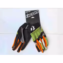 Мотоперчатки Icon Overlord, оранжевый/зеленый, размер XL
