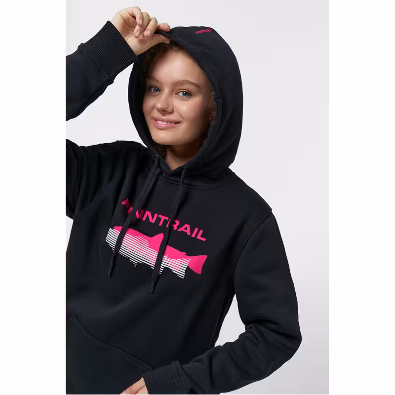 Худи женское Finntrail Shadow fish 6806 BlackPink, футер, черный, размер 42-44 (XS), 155-165 см
