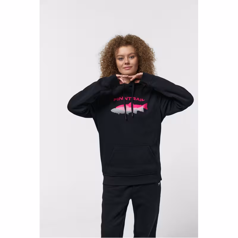 Худи женское Finntrail Shadow fish 6806 BlackPink, футер, черный, размер 44-46 (S), 160-170 см