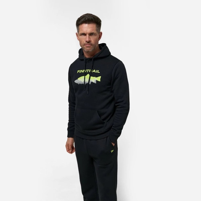 Худи мужское Finntrail Shadow fish 6806 BlackYellow, футер, черный, размер 42-44 (XS), 160-170 см