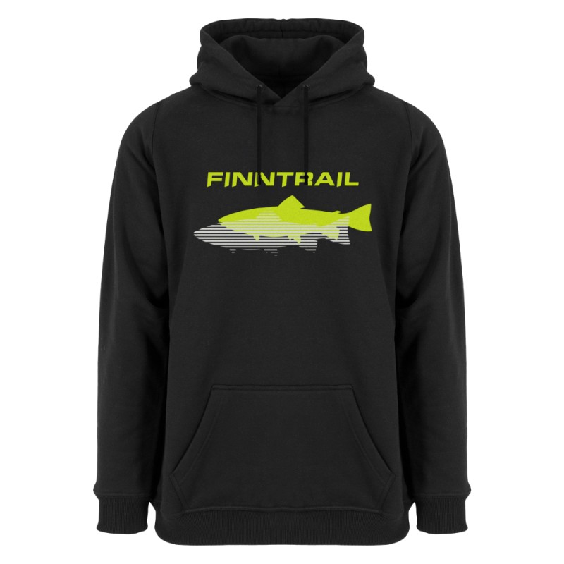 Толстовка мужская с капюшоном Finntrail Shadow fish 6806 BlackYellow, футер, черный/желтый, размер XS