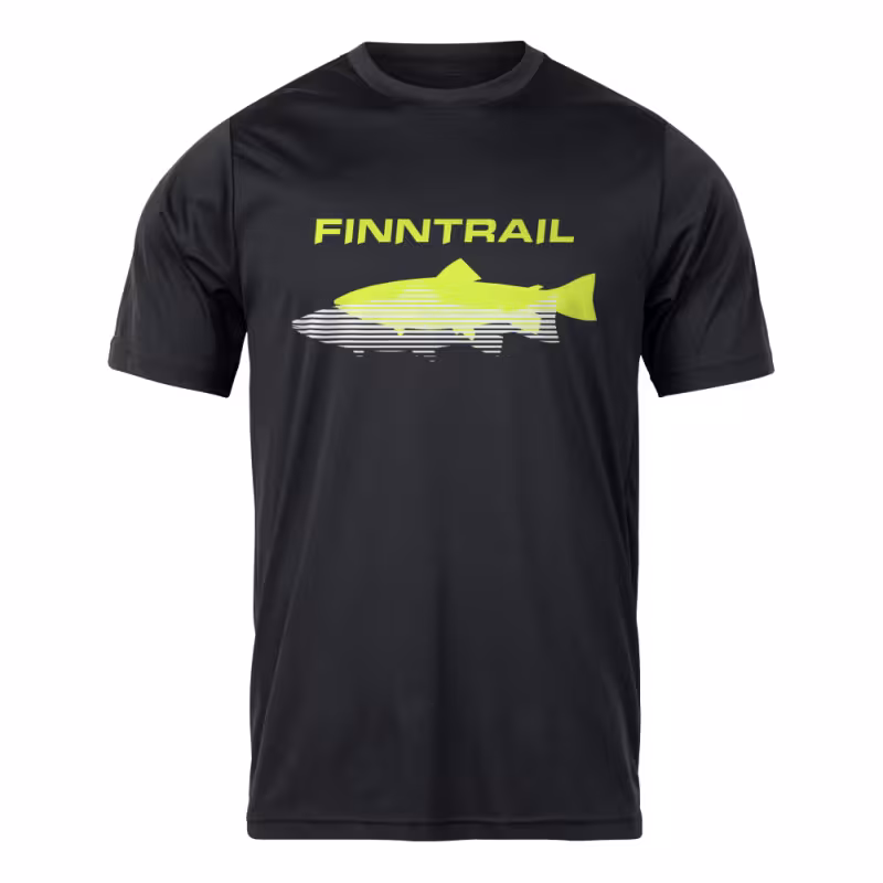 Футболка мужская Finntrail Shadow fish 6706 BlackYellow, черный, хлопок, размер 50-52 (L), 175-185 см