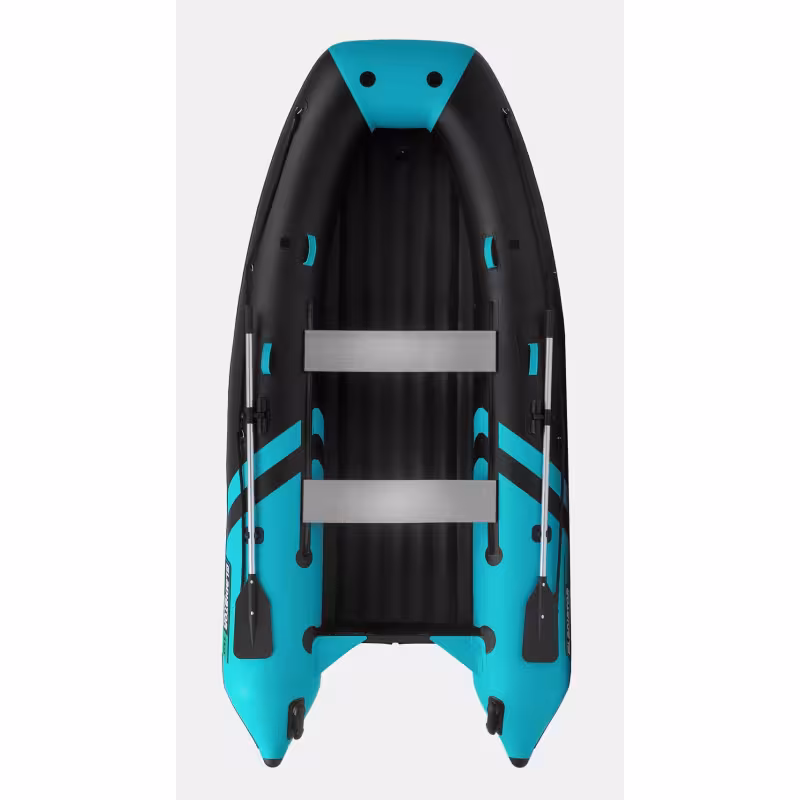 Надувная лодка ПВХ Gladiator E350PRO, НДНД, черный/бирюзовый