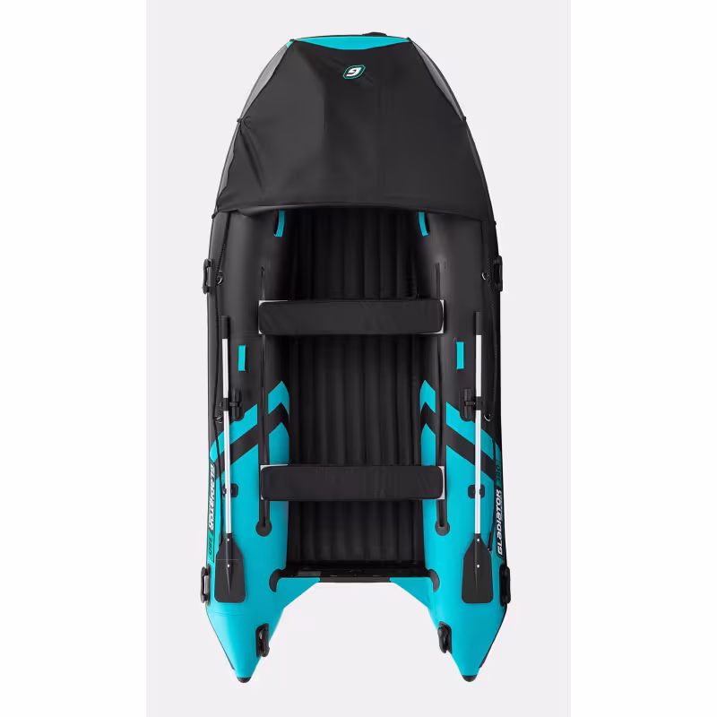 Надувная лодка ПВХ Gladiator E380PRO, НДНД, черный/бирюзовый