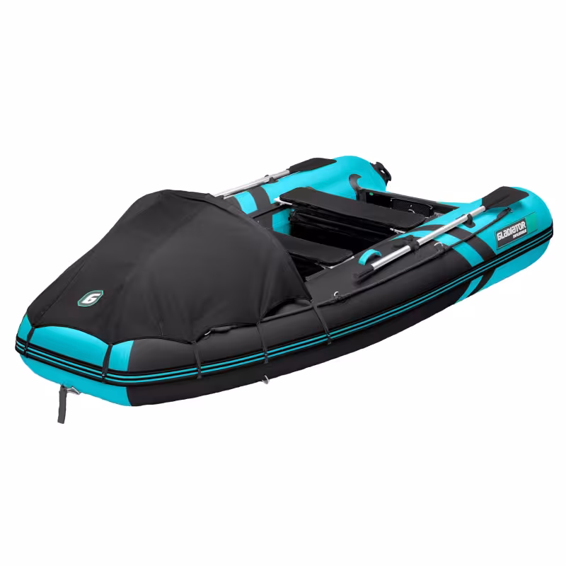 Надувная лодка ПВХ Gladiator E330PRO, НДНД, черный/бирюзовый