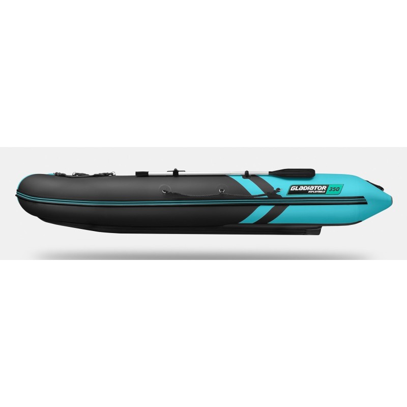 Надувная лодка ПВХ Gladiator E350S, НДНД, черный/бирюзовый