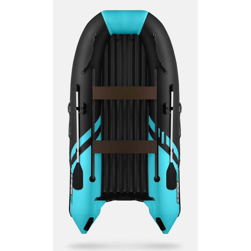 Надувная лодка ПВХ Gladiator E350S, НДНД, черный/бирюзовый
