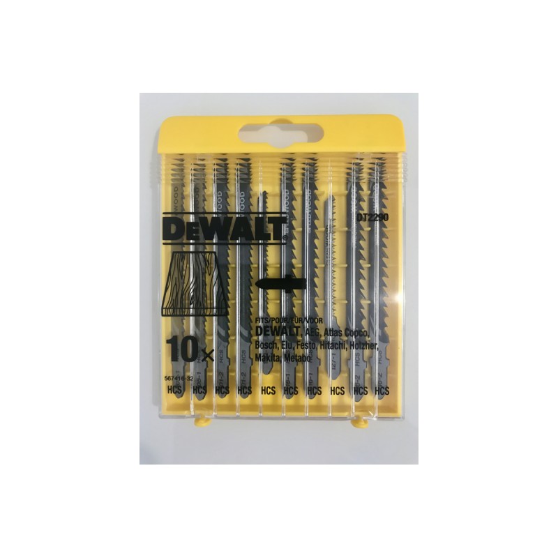 Набор пилок для лобзика по дереву Dewalt DT2290, 10 шт