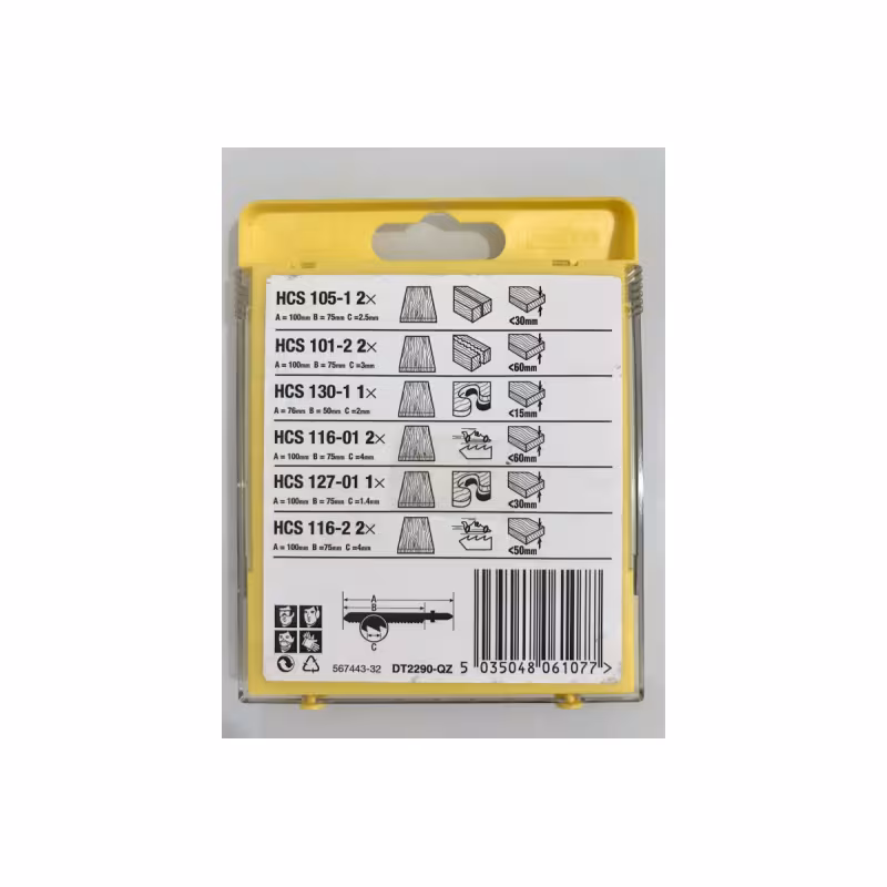 Набор пилок для лобзика по дереву Dewalt DT2290, 10 шт