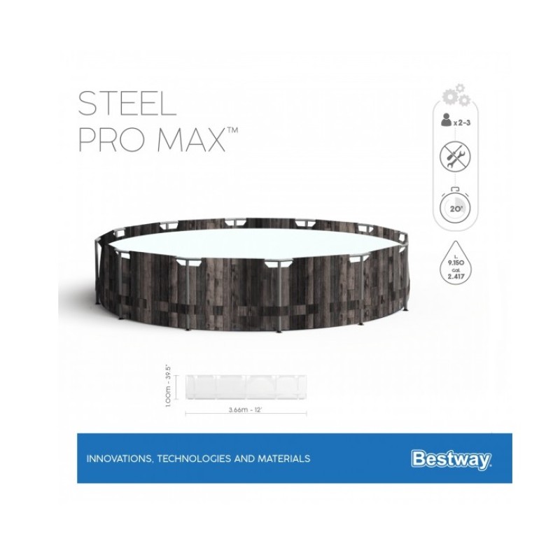 Бассейн каркасный Bestway Steel Pro Max, 366х100 см, 9150 л