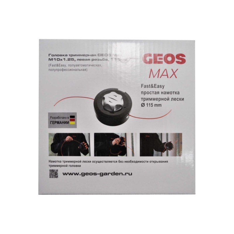 Триммерная головка Geos Max 227619, M10х1.25, левая резьба, 115мм, полуавтоматическая