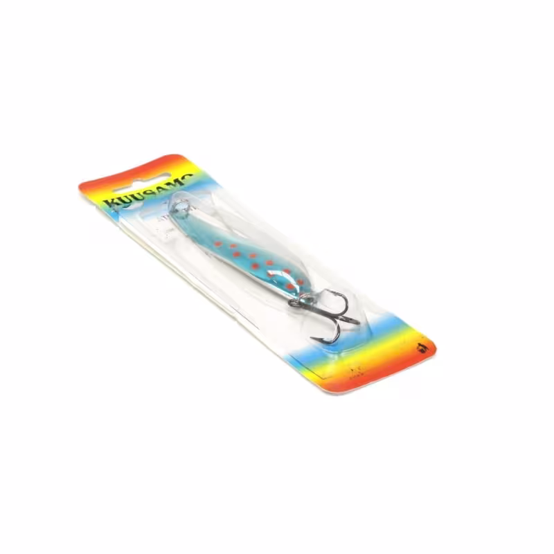 Блесна колеблющаяся Kuusamo Atlantti 90/25, FR/BLU/S-S, UV