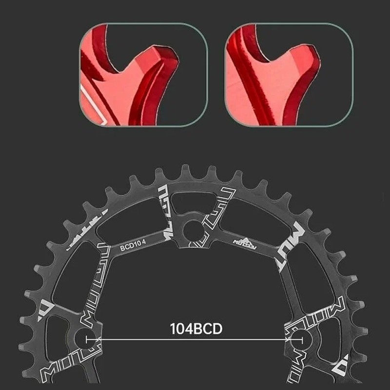 Звезда передняя Motsuv Round Narrow Wide 104BCD, 42T, черный, 1 шт.