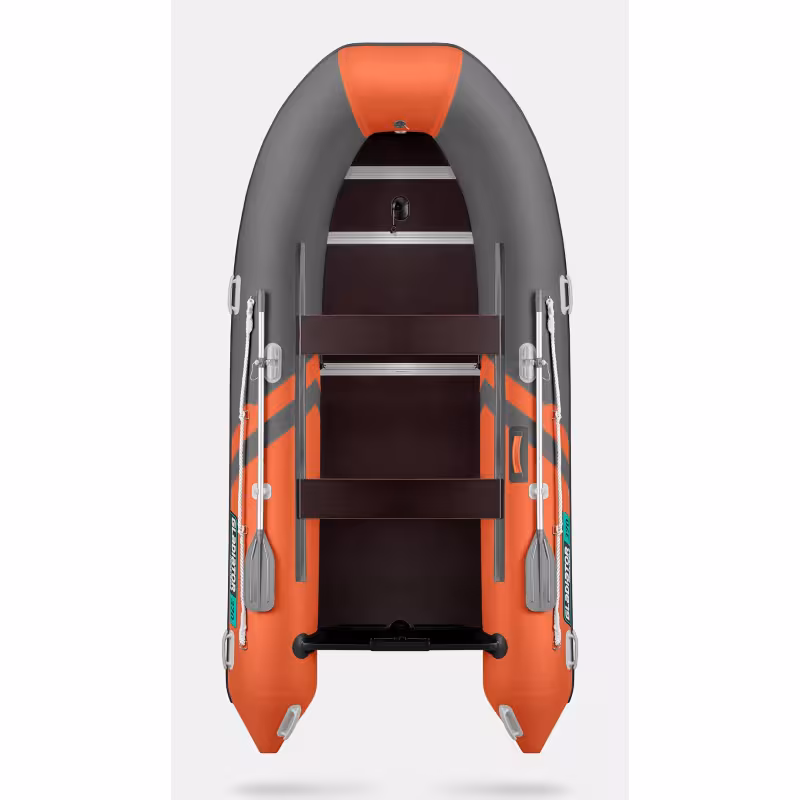 Надувная лодка ПВХ Gladiator B370, пайол фанерный, оранжевый/темно-серый