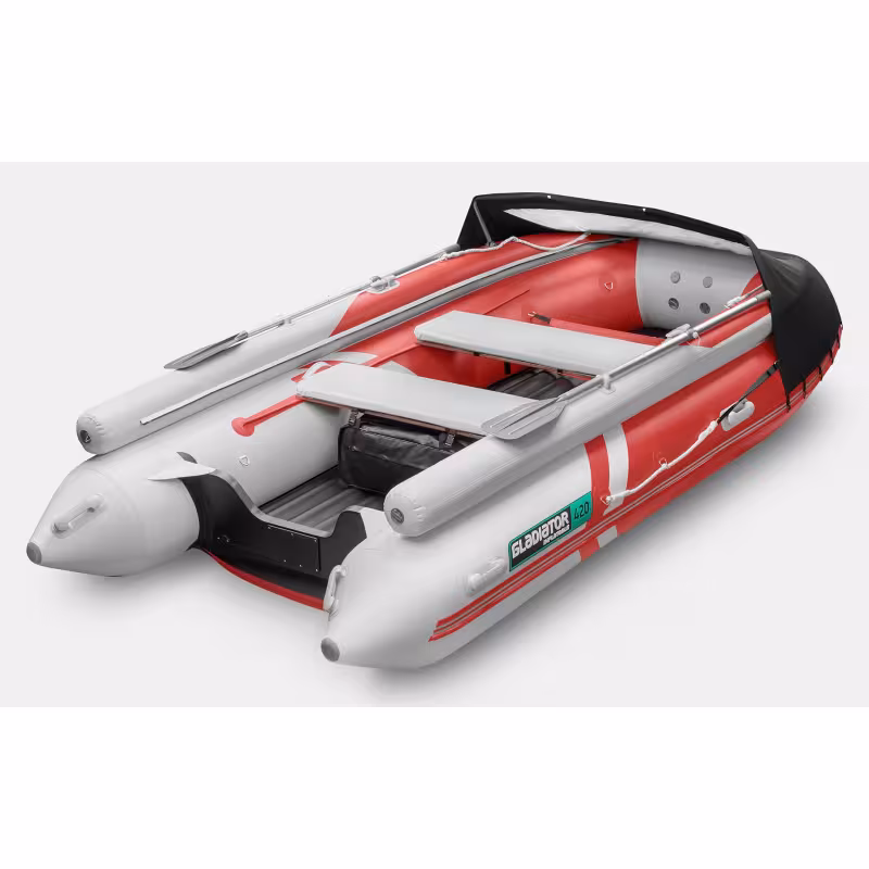 Надувная лодка ПВХ Gladiator E420X, НДНД, красный/белый
