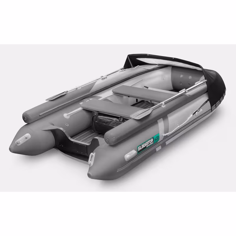 Надувная лодка ПВХ Gladiator E420X, НДНД, светло-серый/темно-серый