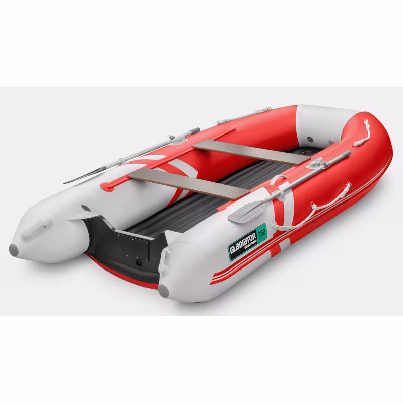 Надувная лодка ПВХ Gladiator E350S, НДНД, красный/белый