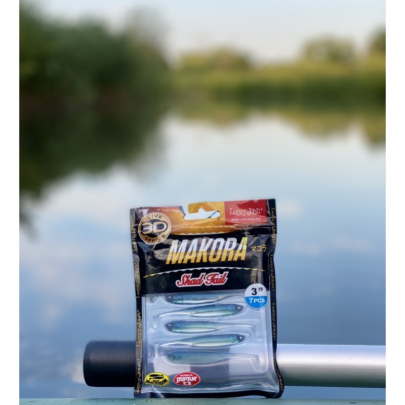Силиконовая приманка Lucky John 3D Series Makora Shad Tail 3.0in, цвет 001, 7ш