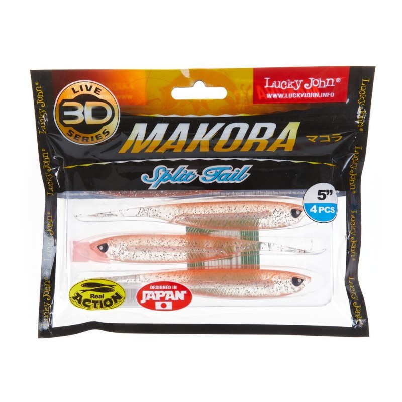 Силиконовая приманка Lucky John 3D Series Makora Split Tail 5.0in, цвет 007, 4шт