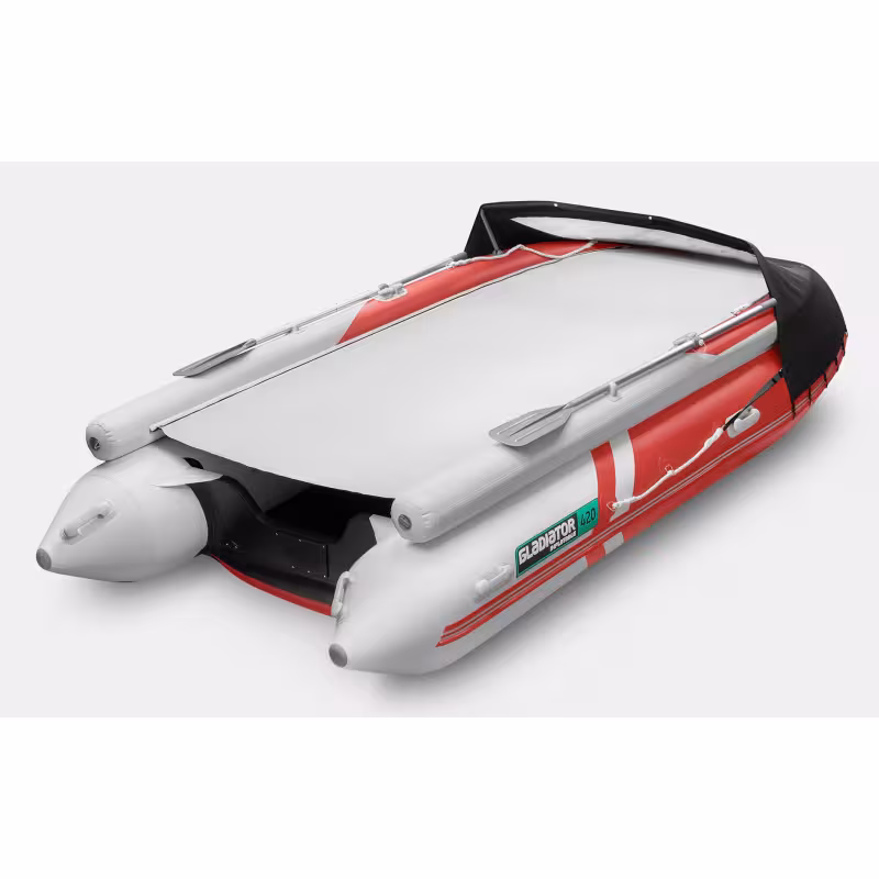 Надувная лодка ПВХ с фальшбортом Gladiator E450X, НДНД, красный/белый