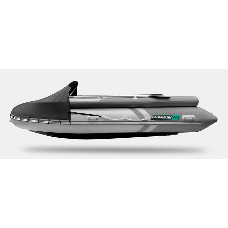 Надувная лодка ПВХ с фальшбортом Gladiator E450X, НДНД, светло-серый/темно-серый