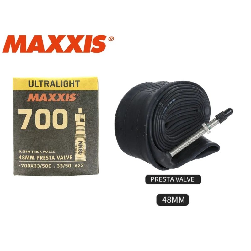 Камера Maxxis Ultralight EIB00141400, 28x700x33/50C, велониппель 48 мм