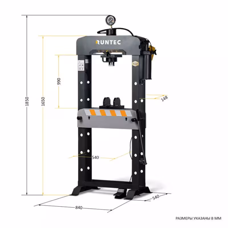 Пресс пневмогидравлический с насосом и манометром Runtec RT-SP30A