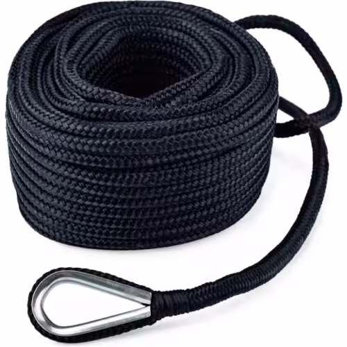 Трос плетеный швартовый Skipper, 10 мм, 20 м, черный